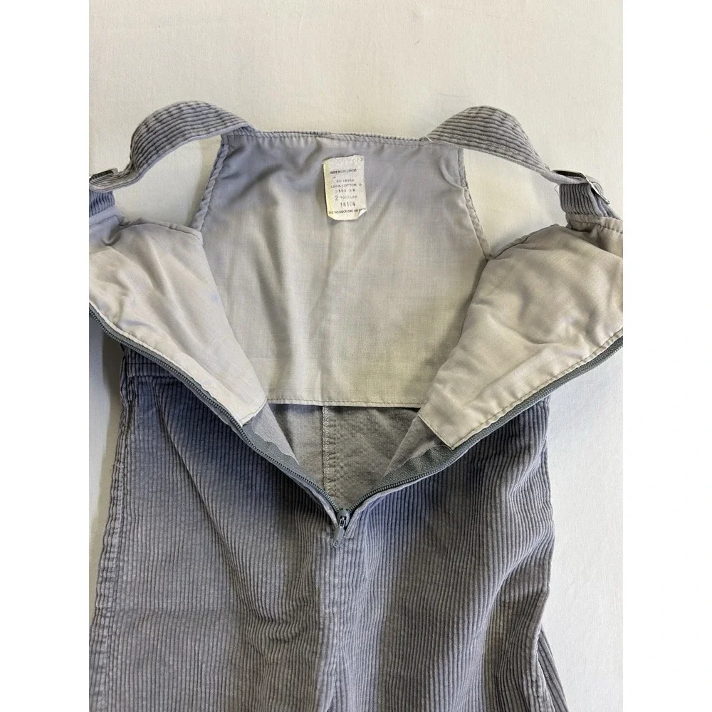 Vintage 80s 90s Lil Joe Gray Corduroy Overalls Toddler 2T Half Zip
